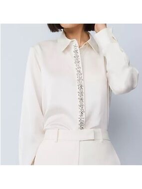 Ann Taylor Embellished Satin Blouse